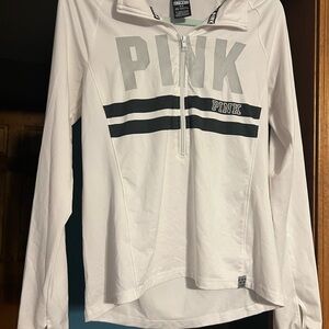 PINK Victoria's Secret White and Silver Zip-Up